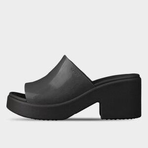 [크록스][2025 SS] 크록스 여성 브루클린 샤인 웨지 힐 통굽 슬리퍼 샌들 블랙 209709-001