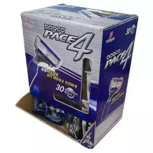 도루코 페이스4 휴대용 ４중날 면도기 30입 밀착 여행용 개별포장 일회용 업소용 코스트코