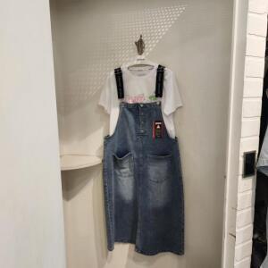 인터크루 HC10 청 멜빵 원피스 여)데님오버롤원피스 ITZ2OL54A