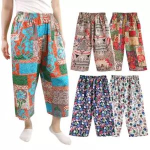 국산 시원한 인견100 여름 7부 나염 빅사이즈 통바지 할머니 엄마 일바지