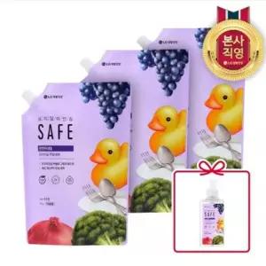 LG 세이프 주방 세제 천연미네랄 오리지널 리필 1L 3개+특별증정(385ml1개) 설겆이 청소 원룸 신혼 이사