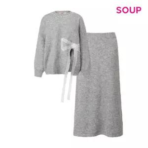 [롯데백화점]SOUP 시스루 리본 포인트 니트 앤 스커트 투피스 S5BST05