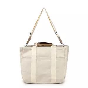 수납칸있는 에코백 크로스백 힘있는면혼방 물통책수납