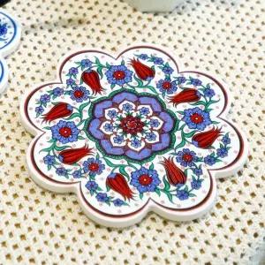 투르크와즈 터키 도자기 냄비받침 레드캐모마일 답례품