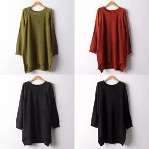 빅사이즈여성의류 나그랑 니트 롱 라운드 티셔츠 EBI036 스판