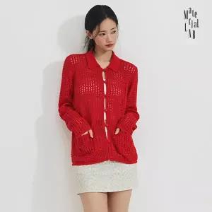 머티리얼랩 26SS 웨이브니팅 오픈워크 가디건
