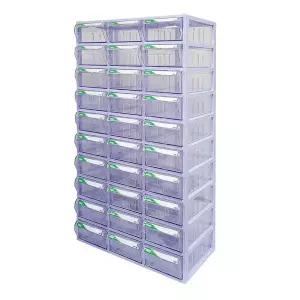 [국내생산 완제품] 수납월드 투명수납함 대형 30칸 플라스틱 화장대 미니 다이소 이케아 서랍장 책상꾸미기 레고 사무실 약 소품 다꾸 정리 사무용품 데스크테리어 오거나이저 정리함 