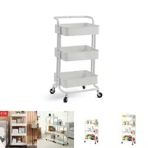 철제 다용도 이동식 트롤리 선반 3단/미용/바퀴달린/트레이/사무실/미용실/틈새/수납/기저귀/정리함/카트