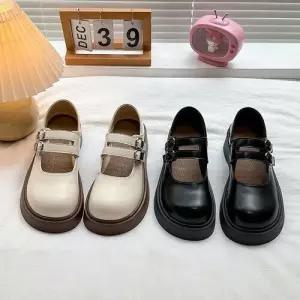 엘럽여친 블랙 가을 키높이 로퍼 슈즈 스트랩힐 소가죽통굽 구두 작은 단화 메리제인 원템3