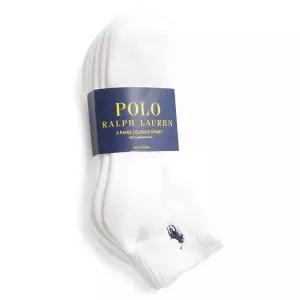 Polo Ralph Lauren 남성용 로우 컷 양말 (양말 사이즈 6-13, 화이트 6쌍)