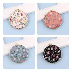 (별별창고) 미니 꽃 손거울 접이식 원형거울 여자손거울 빈티지 꽃거울