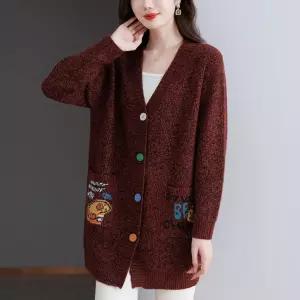 미니코코네 롱 미디 여성 니트 가을 카디건 빅사이즈 가디건 스웨터 DOS3