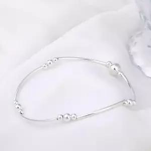 뱀줄팔찌 925 실버 볼 스틱 스트링 밴딩 은 팔찌