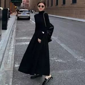 여성 시크 여리핏 A라인 하이웨스트 목폴라 롱원피스 (HSJ-WE5E844)