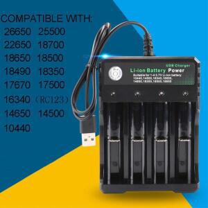 4 슬롯 18650 충전기 3.7V 리튬 이온 배터리 USB 독립 충전 2X 3X 4X 휴대용 전자 16340 14500 26650 배터