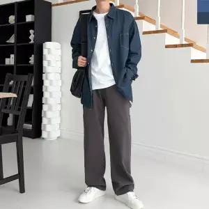 WL GQQ SF1049M 남자 오버핏 데님 셔츠 청남방 캐주얼셔츠