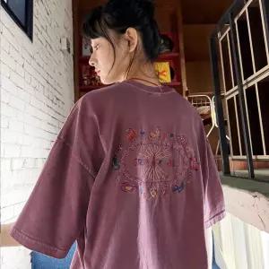 캣 스티치 피그먼트 반팔티 더스티핑크