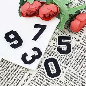 자수 리폼 옷패치 블랙 빈티지 의류와펜 숫자 패치 와펜 옷패치 연분홍 오버로크 의류패치