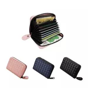 WL (이거찜) 럭셔리 격자 지퍼 반지갑(핑크색상) 동전지갑 카드지갑