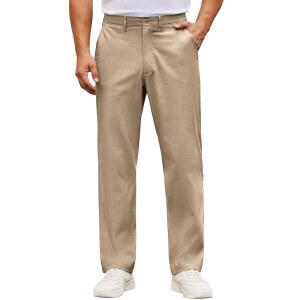 COOFANDY 남성 캐주얼 팬츠 면 클래식 핏 스트레치 치노 팬츠 카키 경량 작업복 슬랙스