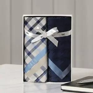 [국내매장판] 닥스 맨 [DAKS GIFT] 화이트 네이비 면 손수건 2종세트(DCHA6E042N2) 252221