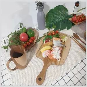 [RIZPICK]손잡이 스퀘어형 티크 원목 도마(D타입)