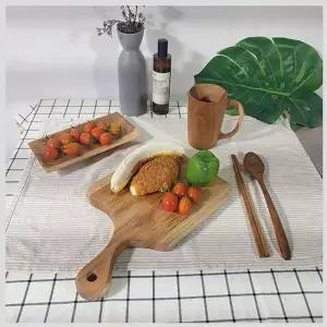 [RIZPICK]손잡이 스퀘어형 티크 원목 도마(E타입)