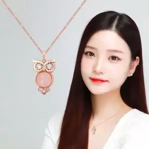 [하프클럽/]로즈부엉이 14KGP 로즈골드 장미석 체인 패션 목걸이