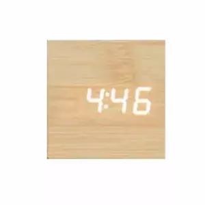 [RIZPICK]LED 우드무늬 심플 시계 탁상시계 정사각형 우드