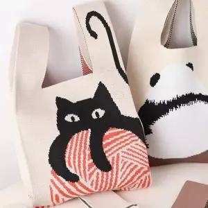 [에이치플러스몰]WL 에코백 보조가방 크로스백 동물 숄더 캔버스백 휴대용