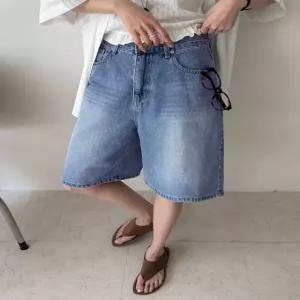 [4XL까지] 데이원 베이직 4부 데님 팬츠 87461 빅사이즈 여성의류