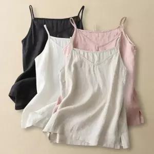 여성 혼방 끈나시 베이직 비치 레이어드 루즈핏 민소매 상의 티셔츠 나시티 빅사이즈 여름 은창린넨 이너 4
