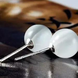 S925 스털링 실버 오팔 캣츠아이 원석 귀걸이 볼귀걸이