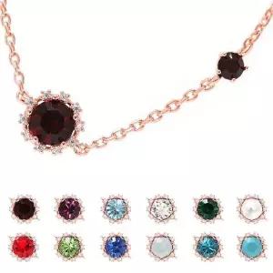 [하프클럽/]14kgp 탄생석 컬러 큐빅 포인트 로즈골드 체인 발찌