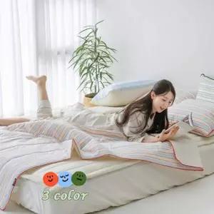 TBZ 테리 순면 시어서커 누빔이불패드세트 SS 크림소다