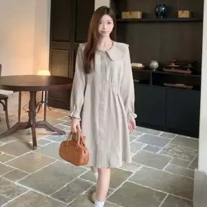 언발 허리 밴딩 빅카라 편한 원피스 러블리 2color (HSJ-WFGADMD)