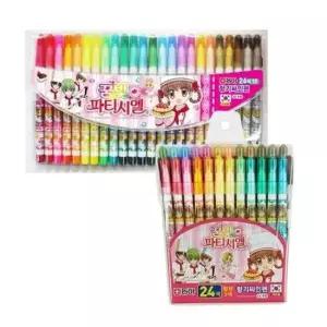 [문구/오피스] 동아 향기싸인펜 24색 여아용 캐릭터랜덤 12개입