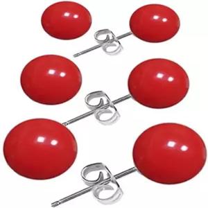 여성용 3쌍 진주 레드 스터드 귀걸이 라운드 볼 세트