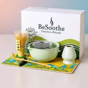 말차 거품기 세트 8개 u2013 베수트 프리미엄 일본 다도 키트 스파우트 볼 포함 대나무 홀더 스쿱 체 티