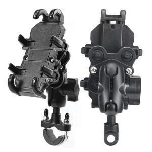 충격 흡수 장치가있는 오토바이 자전거 전화 홀더 4.7-7.1 인치 스마트 폰 방지 용 핸들 바 백미러