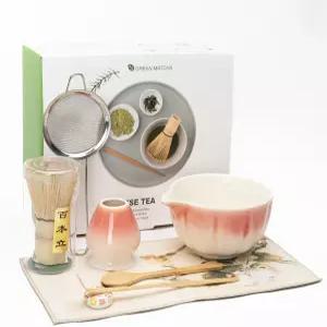 말차 위스키 세트 볼 위드 스파우트 8PCS 마차 키트 앤 채센 대나무 스쿱 레스트 체 및 티 타월 애호가를