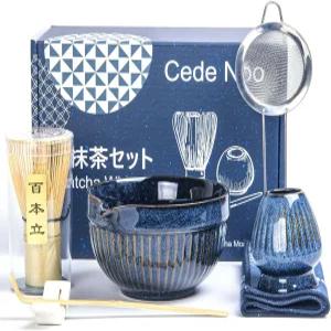 18온스 스파우트 볼 일본 다도 키트 천연 대나무 거품기 스쿱 세라믹 홀더 체에 타월 초보자와 말차