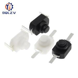 손전등 스위치 12x8MM 미니 푸시 버튼 On Off 전기 토치 DC 30V 1A 블랙 화이트 용 자동 잠금