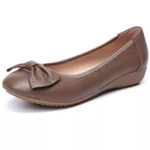 스파이더맨 여사친 웨지 라운드 사계절화 리얼 단화 가죽 로우 소프트 리본 펌프스 스몰 봄가을 OPH1