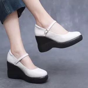 스파이더맨 여성용 러블리 하이힐 구두 리얼 가죽 슈즈 웨지힐 가보시 봄여름 OPH2