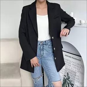 롱자켓 여성 하프기장 힙덮는 기장 싱글 자켓 간절기 아우터 3색