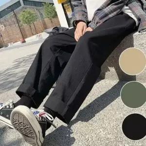 [의류] 루즈핏 팬츠 데일리 와이드 밴딩 통바지 코튼 슬랙스 남성