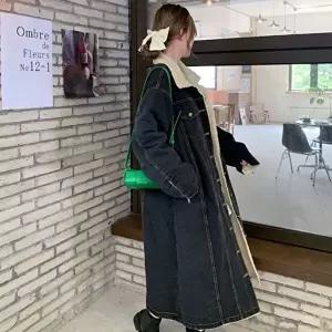 양털재킷 여자 2컬러 따뜻한 겨울아우터 데님 퍼 롱점퍼 청자켓