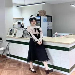 원피스 페이크 투피스 여성용 레이스 오프숄더 머메이드 롱스커트 CH1