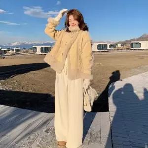 헐크 페이크 여자 여성 자켓 가죽 퍼 일체형 코트 KKE1